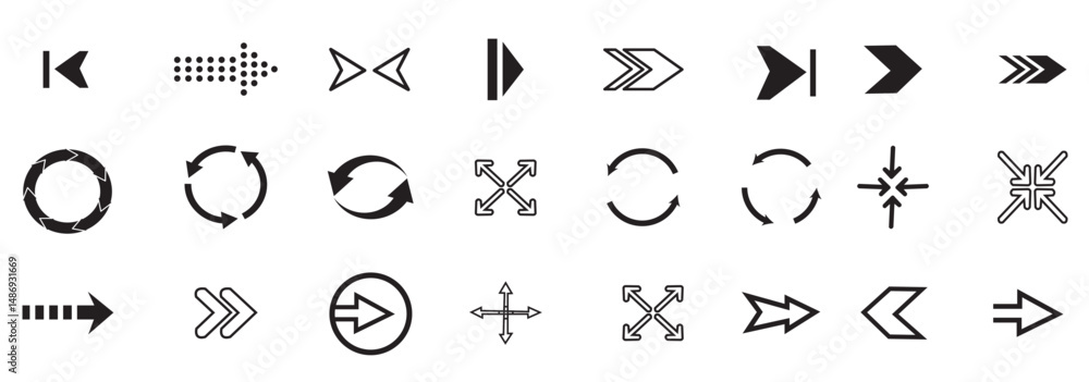 Poster arrows big black set icons. arrow icon. arrow vector collection. arrow. cursor. modern simple arrows