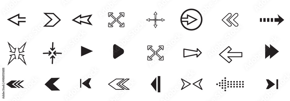 Poster arrows big black set icons. arrow icon. arrow vector collection. arrow. cursor. modern simple arrows