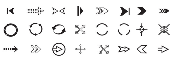 Arrows big black set icons. Arrow icon. Arrow vector collection. Arrow. Cursor. Modern simple arrows. Vector illustration. Variety arrow vector collections.