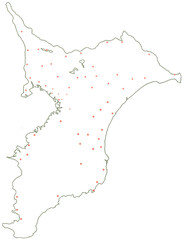 千葉県　地図　白　斑点　イラスト