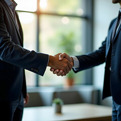 Businessman handshake for teamwork of business merger and acquisition, successful negotiate, hand shake, two businessman shake hand with partner to celebration partnership and business deal concept