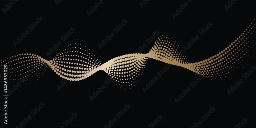 Poster abstract vector wavy lines flowing smooth curve gold gradient isolated on transparent background in 