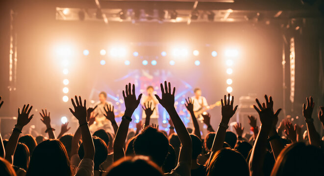 音楽ライブで熱狂する観客