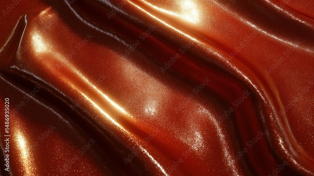 Poster shimmering red fabric texture with smooth waves and glossy surface effects