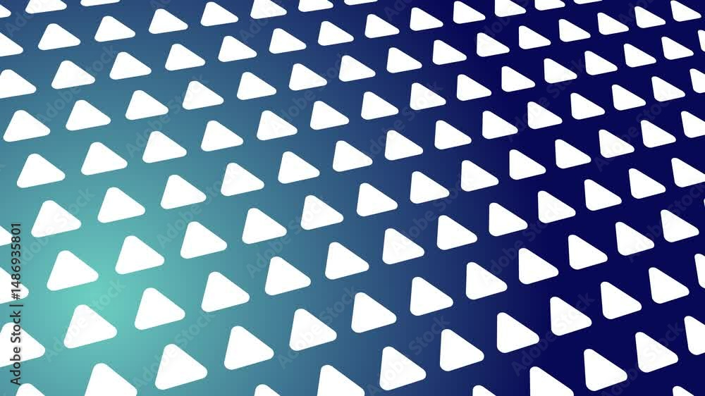 Poster animated pattern of rounded triangle-shaped figures on a gradient blue background.