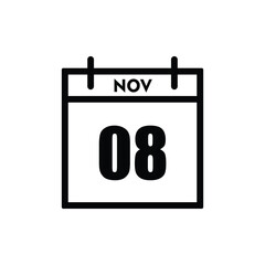 calender icon, 08 november icon with white background