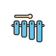 Stylized Xylophone Illustration With Mallet For Musical Education