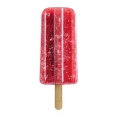 Refreshing Red Fruit Popsicle on White Background