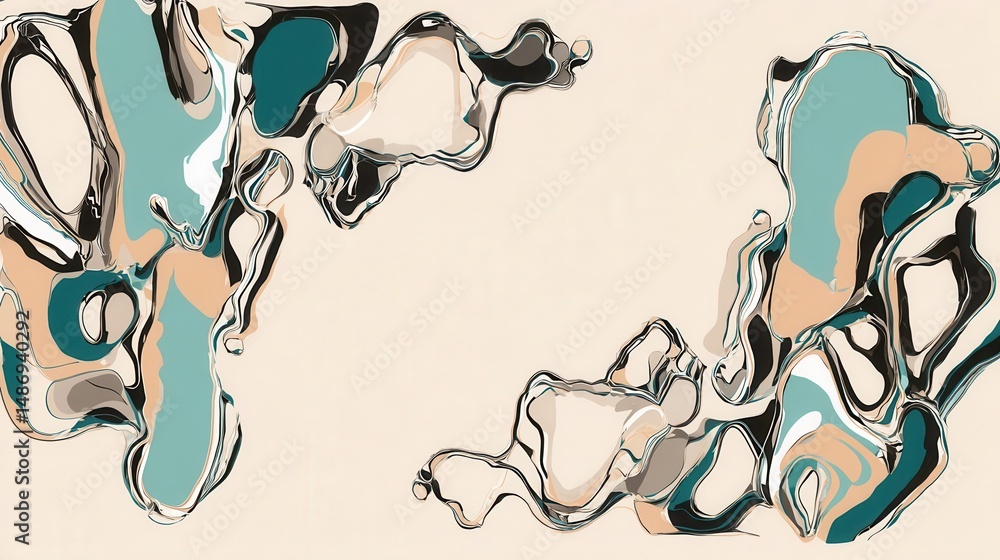 Poster abstract fluid design with flowing colors and shapes.