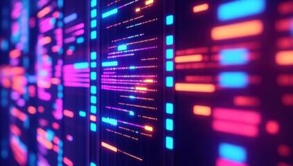 Abstract digital data stream visualized with glowing lines and vibrant colors
