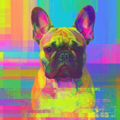 French Bulldog in color shift art technique