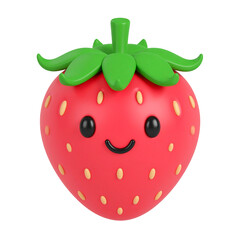 Happy Cartoon Strawberry 3D Render Illustration Cute Fruit Character Design