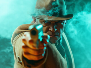 Gunman Aiming Through Smoke