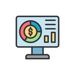 Colorful Computer Display Showing Financial Statistics And Graph Analysis
