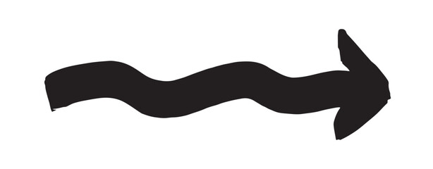 手描きの太め右向き水平横長矢印ベクター