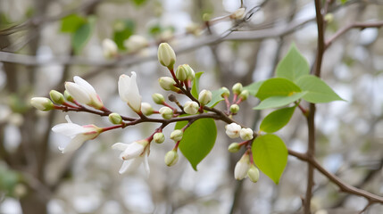 Paulownia branches with flower buds during winter