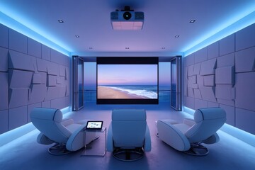 Luxury Home Theater Design Immersive Cinematic Experience with Ocean View