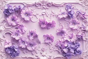 Ornate floral design on a pastel purple backdrop.