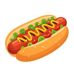Delicious Hot Dog with Mustard and Toppings in Bun A Classic American Food Image