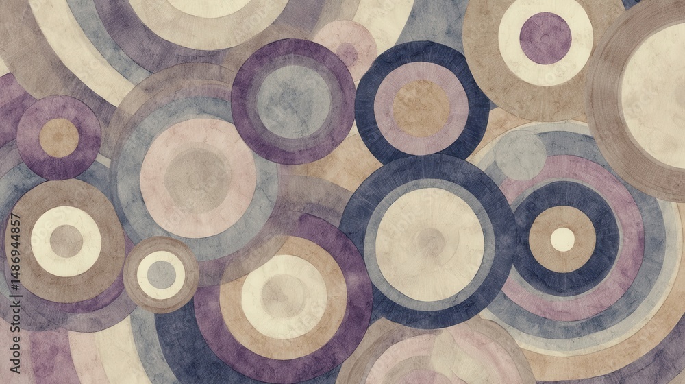 Poster Abstract design with overlapping circles in muted colors.