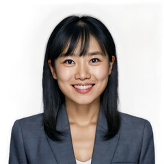 Fototapeta premium Professional Asian Businesswoman Portrait: Confident Female Leader in Corporate Attire on White Background
