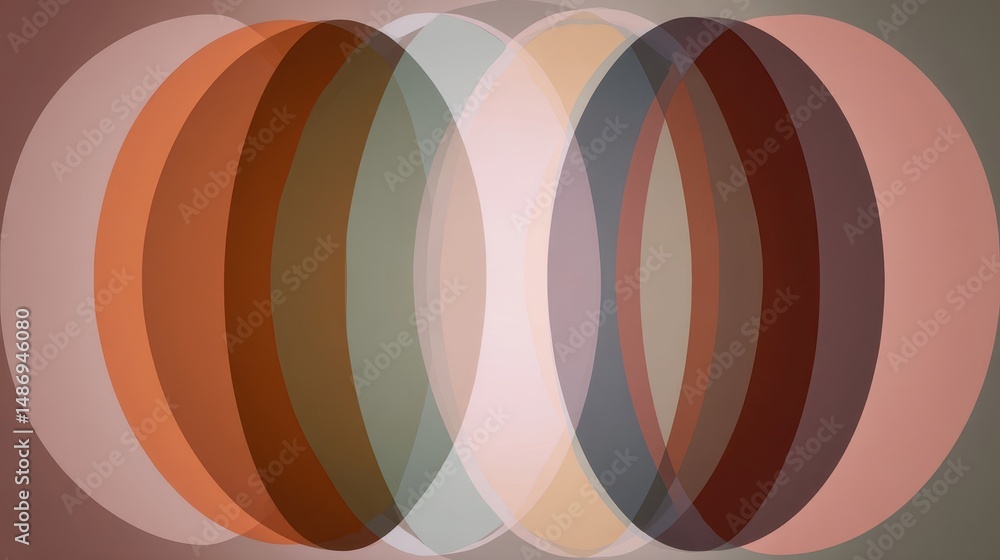 Poster abstract geometric design with layered circles and soft color transitions.