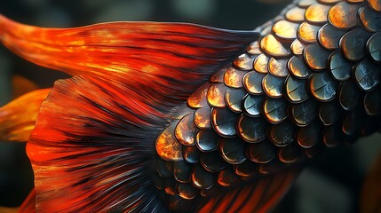 Fish tail scales close up