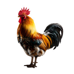 A rooster crowing, sharp details, white background