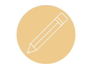 Pencil icon. Back to school icon and symbol. School equipment. White outline Icon. Simple outline icon.