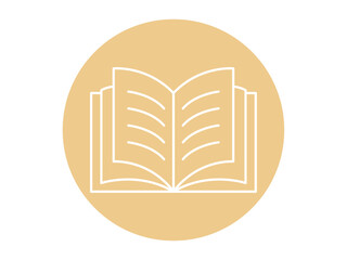 Book icon. Back to school icon and symbol. School equipment. White outline Icon. Simple outline icon.