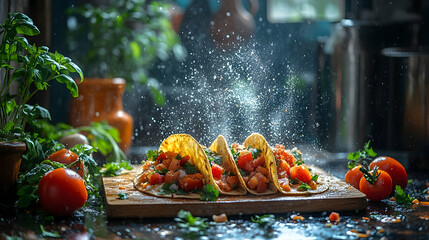 Culinary artistry: Vibrant tacos seasoned with a sprinkle of culinary magic