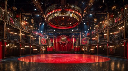 Grand Theatre Stage: Opulent Red & Black Interior Design