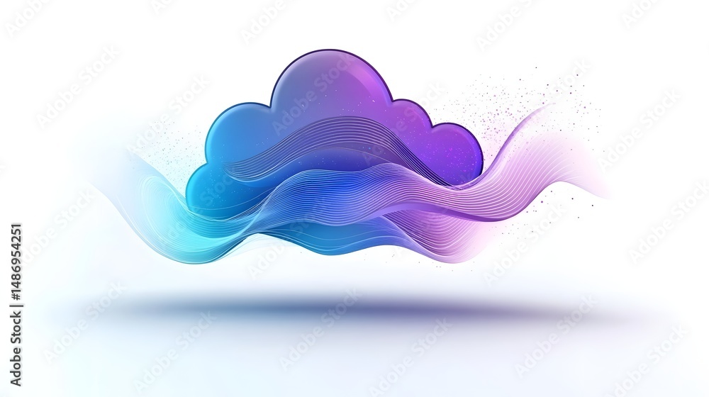 Poster abstract graphic design of a floating cloud shape.