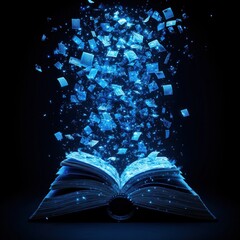 Fototapeta premium Mystical Book: Glowing Pages and Blue Particles