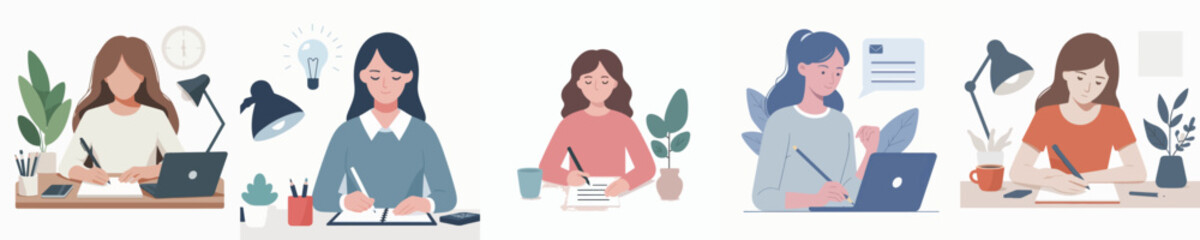 vector of woman writing