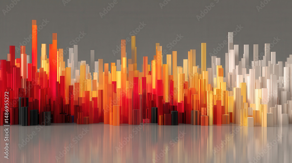 Poster abstract motion blur bar chart on neutral gray background with bright colors and dynamic patterns fo