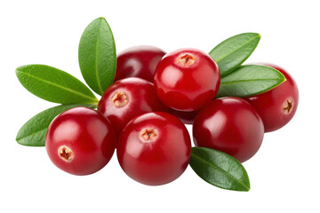 cherries with leaves isolated on white