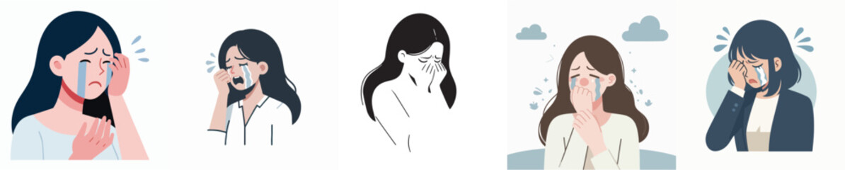 vector of woman crying