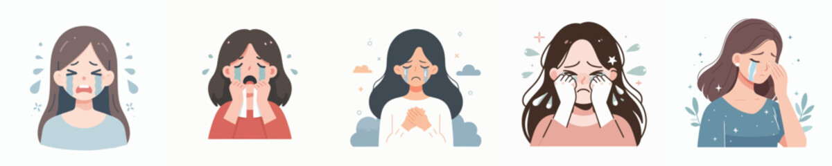 vector of woman crying