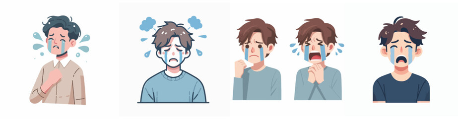 vector of young man crying