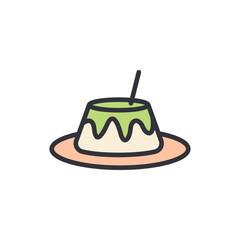 Delicious Japanese Matcha Pudding Illustration With Vibrant Color Tones