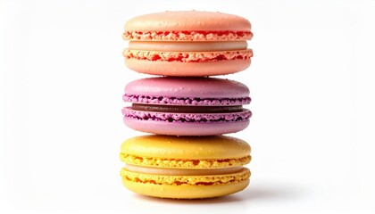 Stacked Colorful Macarons On White Background
