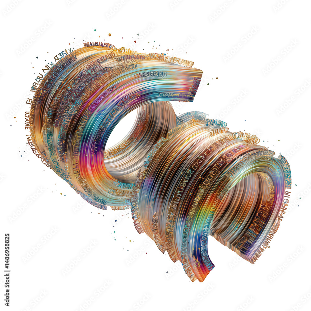 Poster abstract spiral shape with colorful gradient and text isolated on a white background