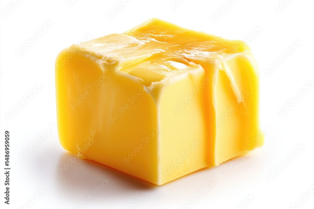 Poster close-up view of a square block of melted butter.