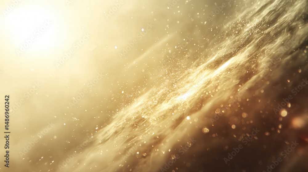 Poster Ethereal Light Cream Backdrop with Floating Dust Particles Illuminating Soft Textures in a Dreamy Atmosphere