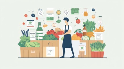 Farm-to-Table Freshness: A Vibrant Illustration of Organic Produce and Packaging