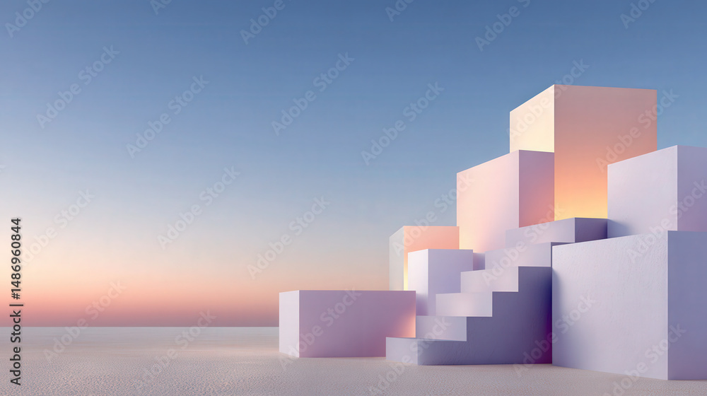 Poster minimal pastel gradient backdrop with geometric shapes and soft lighting for editorial use