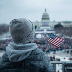 american flag on the street