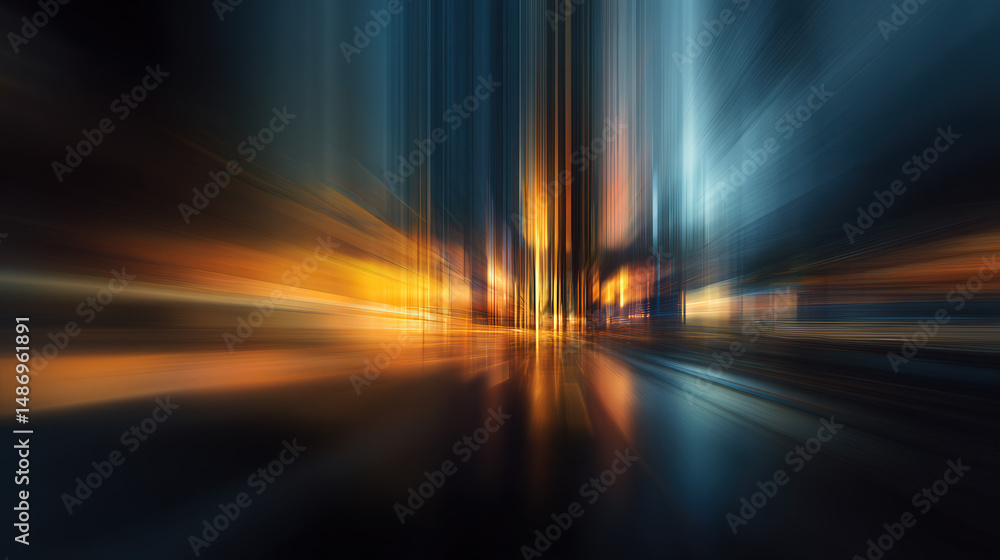Poster dynamic data visualization concept with projector and screen blurred motion effect in urban environm