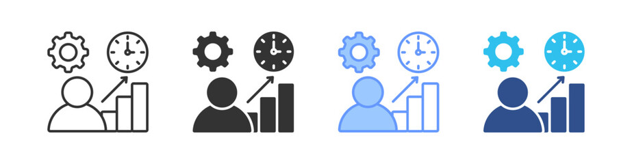 Efficiency Multi Style Icon Set Vector 